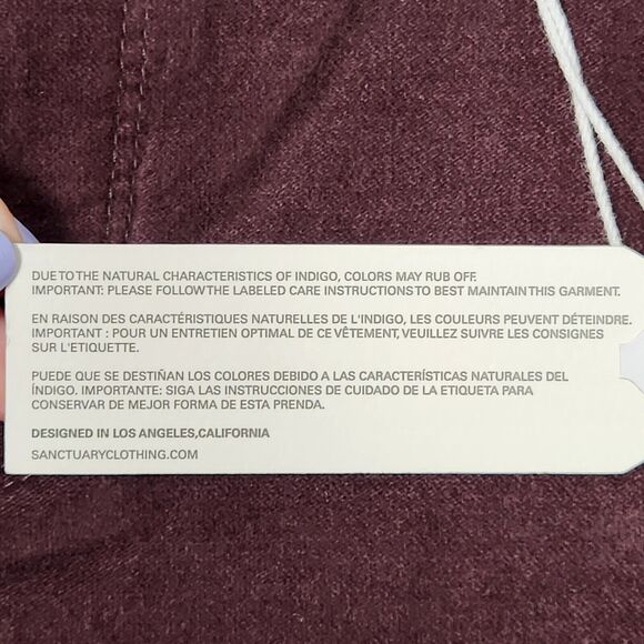 NWT SANCTUARY Purple Social Skinny High Rise Stretch Velvet Pants SIZE 26 - Picture 6 of 16